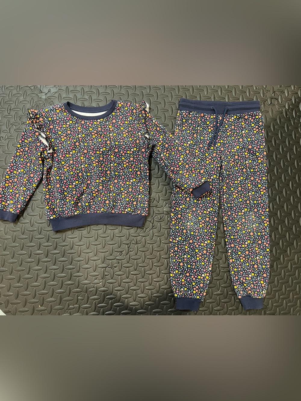 Girls Navy Floral Set
